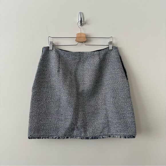 Nwot-Banana Republic-Navy Blue & Cream Tweed With Silver Metallic Skirt - Picture 2 of 9
